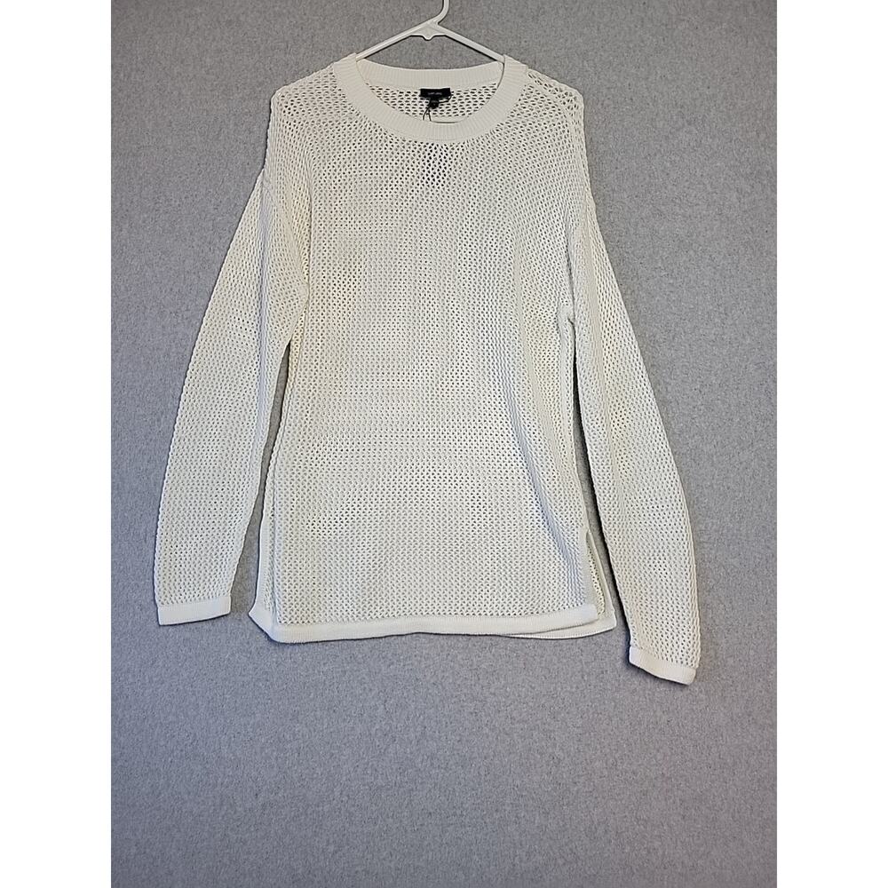 NWT EXPRESS 100% Cotton White LS Open Stitch Tunic Sweater Women’s Small